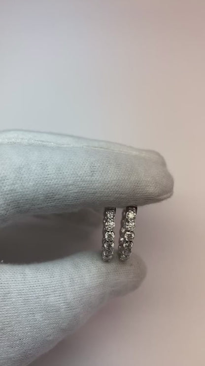 5.85 Carats Natural Earth Mined Diamond Women Hoop Earrings Gold White 14K