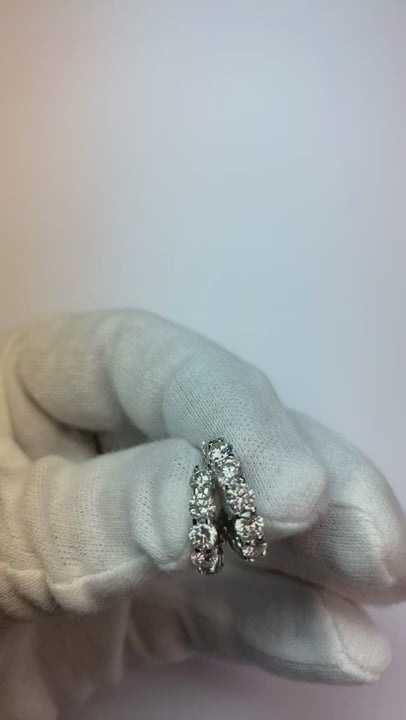 3.36 Ct Round Brilliant Cut Natural Earth Mined Diamonds Ladies Hoop Earrings Gold White