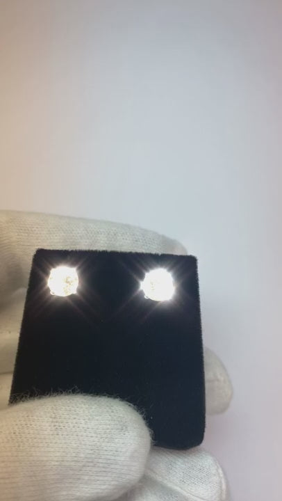 Round Natural Earth Mined Diamond Stud Earrings 2 Carats White Gold 14K