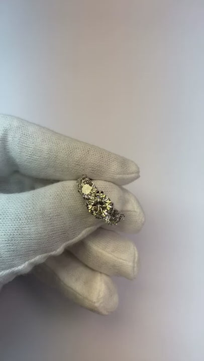 Big Round 6 Ct. Natural Earth Mined Diamonds 3 Stone Ring White Gold 14K New