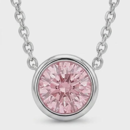 Pink Diamond Necklace 2.5 Carat Round