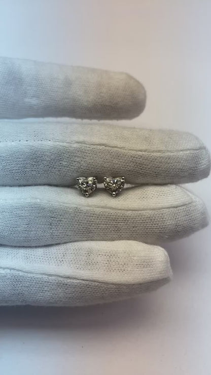 2 Carats Heart Shape Natural Earth Mined Diamonds Women Studs Earring White Gold