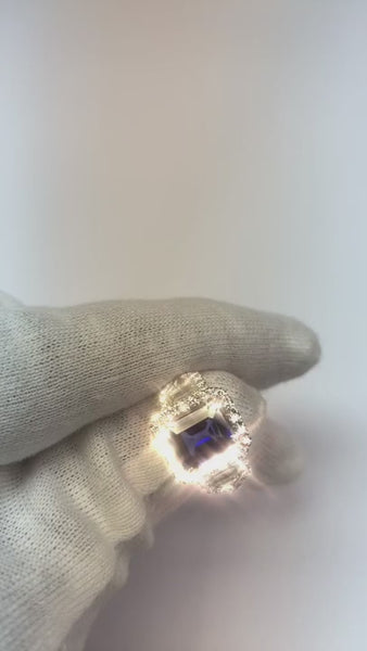 Halo Emerald Ceylon Sapphire Anniversary Diamond Ring 5 Carats