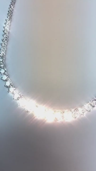 Round Mined Diamonds 13 Carats Women Tennis Necklace White Gold 14K