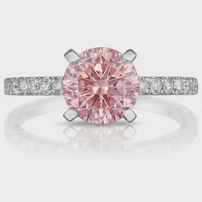 Natural Pink Diamond Ring 1.39 Carat Round