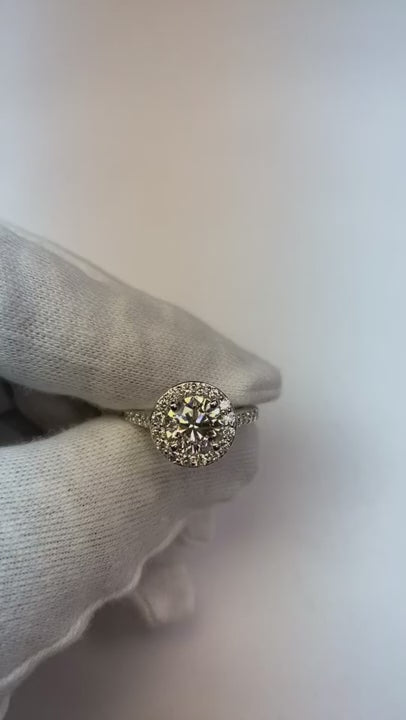 Sparkling Round Natural Earth Mined Diamond 3.01 Ct. Ring Halo Setting New