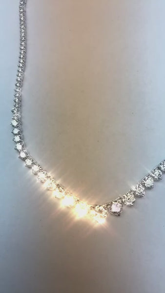 White Gold 14K F Vvs1 Round Cut 18 Carats Earth Mined Diamonds Lady Necklace