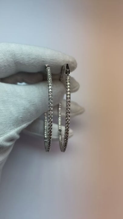 Natural Earth Mined Diamond Hoop Earrings