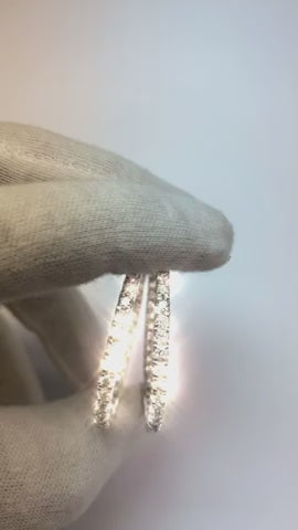 6 Carats Round Cut Natural Earth Mined Diamonds Women Hoop Earrings White Gold 14K