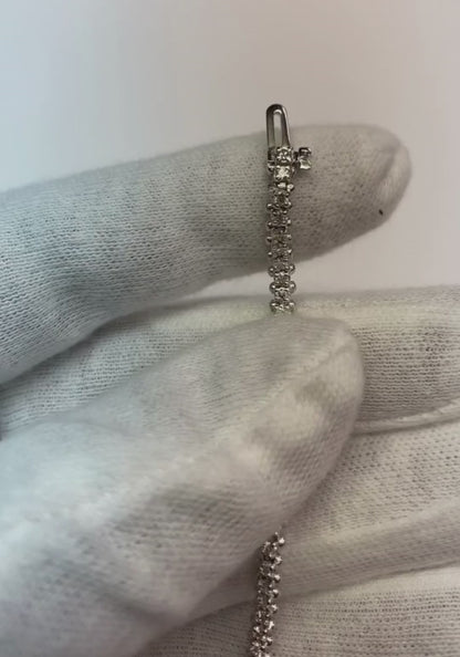 Round Cut Small 2.50 Carats Natural Earth Mined Diamond Women Tennis Bracelet White Gold