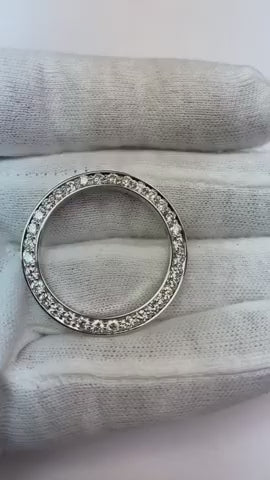 3 Carats Round Custom 31 mm Earth Mined Diamond Bezel To Fit Rolex Datejust Watch White Gold