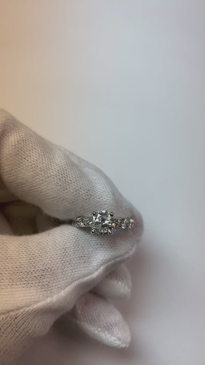 3 Carats Round Natural Earth Mined Diamond 4 Prong Setting Engagement Ring