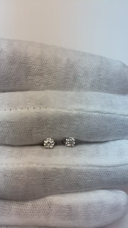 Mined Natural Real Diamond ( Not Lab Grown ) White Gold Stud Dainty Earrings 0.50 Ct. Solitaire