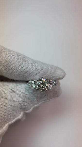 4.51 Carats Round 3 Stone Diamond Engagement Ring Trellis Style