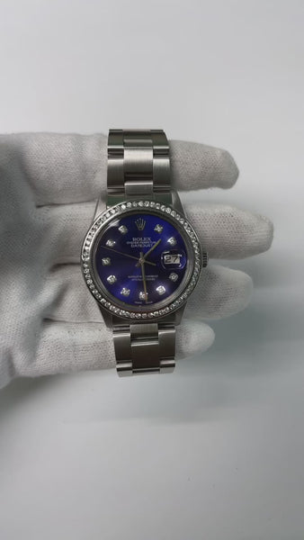 Rolex Dj Blue Diamond Dial Bezel Stainless Steel Oyster QUICK SET