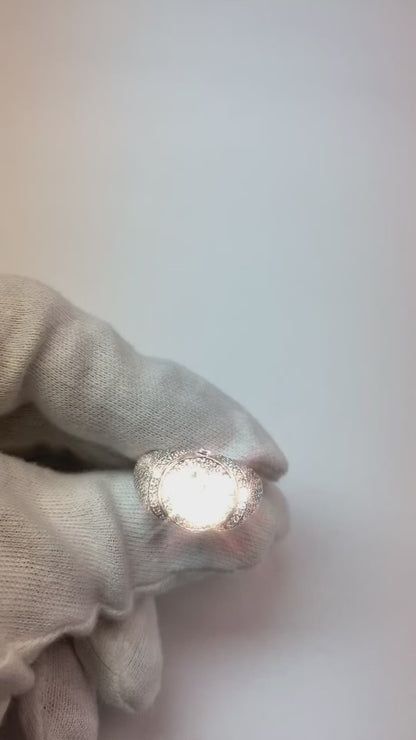 Big Round Diamond Men's Ring With Accents 5.50 Carats White Gold 10K