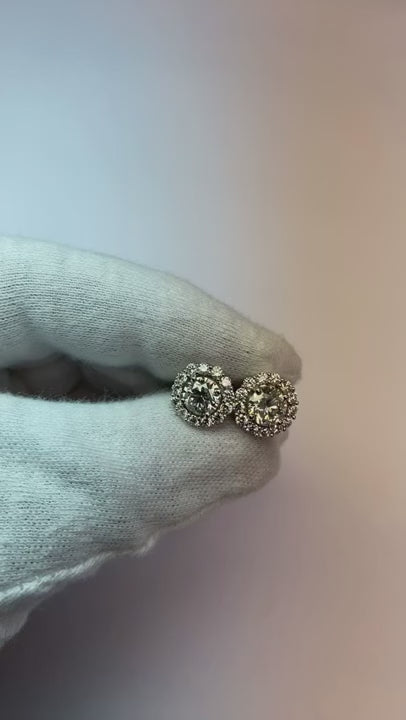 3.50 Carats Sparkling Round Cut Genuine Natural Earth Mined Diamonds Halo Lady Stud Earrings