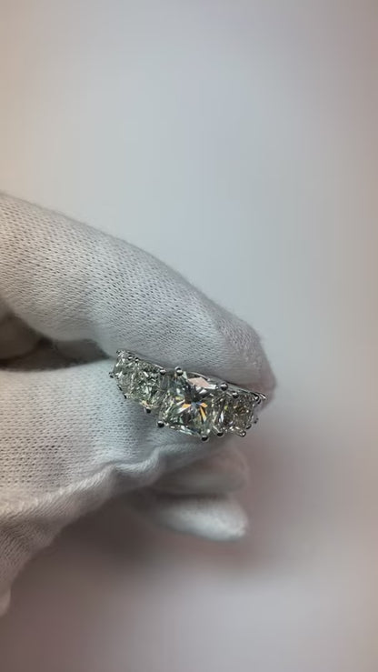 Real 7 Carats Cushion Natural Earth Mined Diamond Gold Engagement Ring With Accents