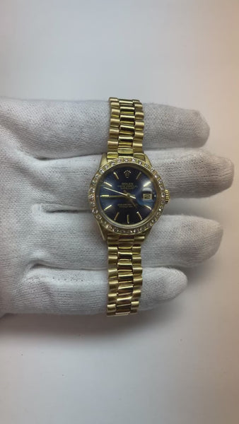 Diamond Bezel Rolex Datejust Watch Lady Presidential Style Gold