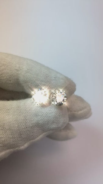 Round Stud Diamond Earring 4.50 Carats White Gold 14K Vs1 F