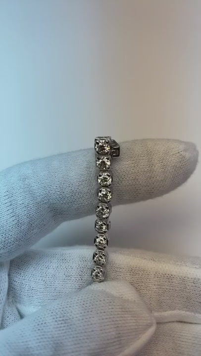 Round Cut Real Natural Earth Mined Diamond Tennis Bracelet Sparkling White Gold 14K 7.20 Ct