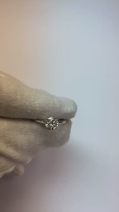 1 Carat Round Genuine Natural Earth Mined Diamond Solitaire Engagement Ring 14K White Gold