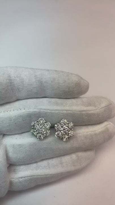 4.50 Ct Gorgeous Studs Earrings Halo Brilliant Cut Natural Earth Mined Diamonds Gold White