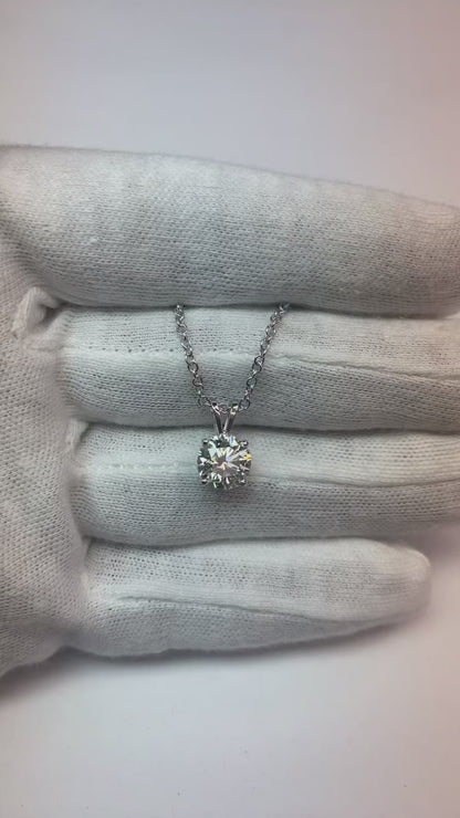 Lady White Gold 14K 2.50 Carat Big Round Cut Natural Earth Mined Diamond Pendant Necklace