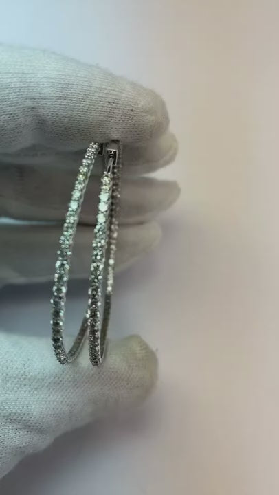 Natural Earth Mined Diamond Hoop Earrings