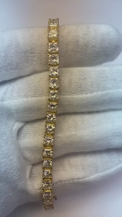 12.50 Carats Princess Cut Natural Earth Mined Diamond Tennis Bracelet New