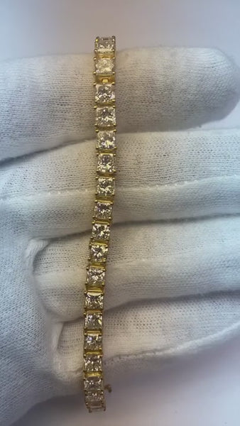 12.50 Carats Princess Cut Real Diamond Tennis Bracelet New