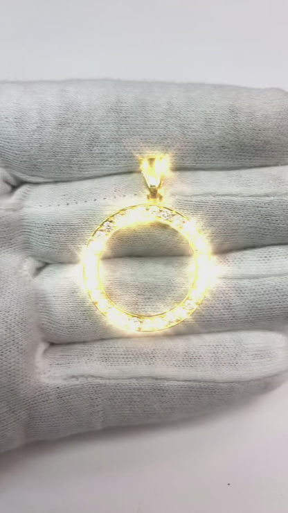 Dollar Natural Earth Mined Diamond Bezel Pendant 2 Carats Yellow Gold (Coin not included)