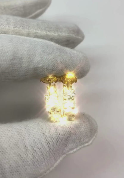 Oval Cut Natural Earth Mined Diamond Women Hoop Earring Solid Gold Jewelry 8 Carats