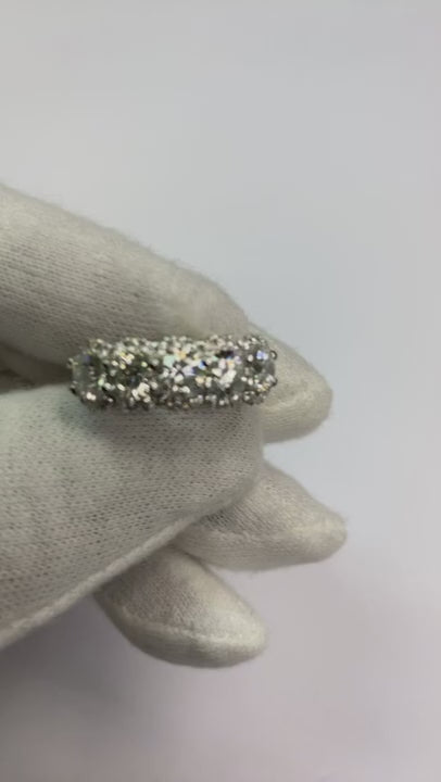 Half Eternity Natural Earth Mined Diamond Band 4.50 Carats White Gold Jewelry New