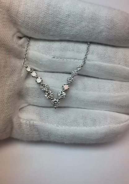 White Gold 14K Women Round Cut Sparkling 2 Carats Natural Diamond Diamonds Necklace
