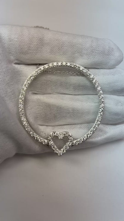 0.83 Ct Brilliant Cut Natural Earth Mined Diamonds Circle Pendant Necklace White Gold 14K