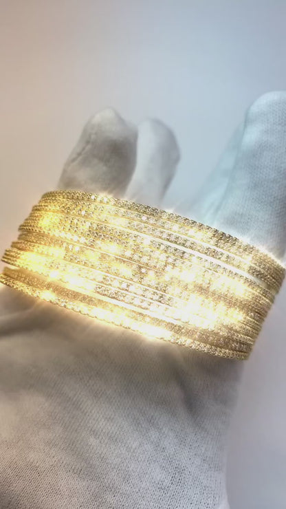 Round Natural Earth Mined Diamond 2 Carats White Gold 14K Women Bangle Fine Jewelry