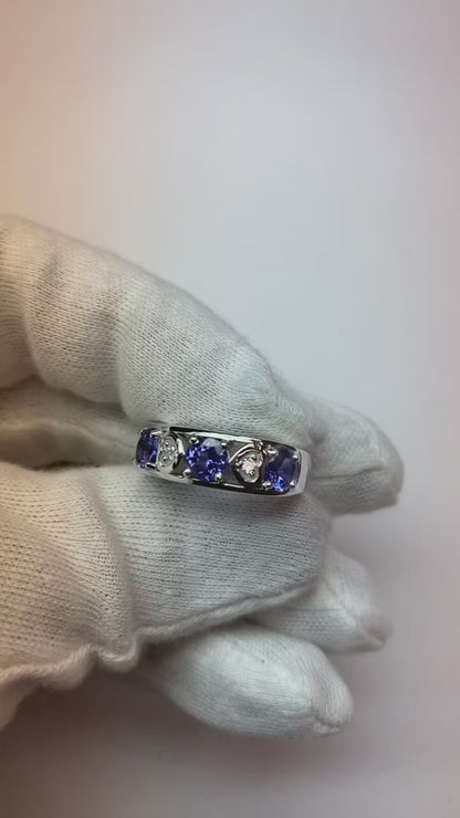 4 Carat Eternity Band Round Tanzanite Natural Earth Mined Diamonds Jewelry