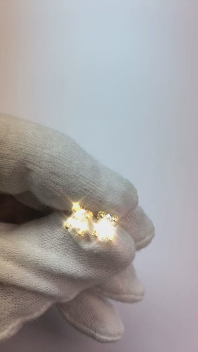 Oval Natural Earth Mined Diamond Studs 2 Carats Yellow Gold