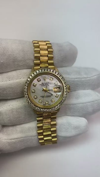 Lady Rolex Presidential Watch Mop Bezel President Yellow Gold