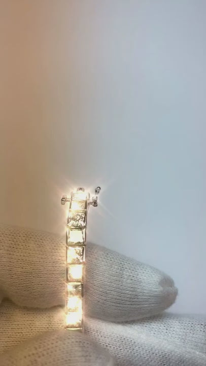 Princess Cut Sparkling Natural Earth Mined Diamonds Tennis Bracelet Wg 14K 14.70 Carats