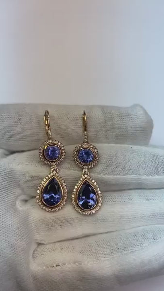 9 Carat Tanzanite Dangle Earrings With 14K White Gold