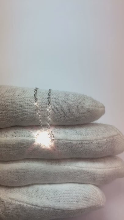 Natural Earth Mined Diamond Ladies Halo Pendant Necklace 1.45 Carats 14K White Gold New