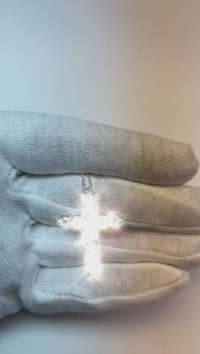 3.30 Ct Round Cut Natural Earth Mined Diamond Cross Pendant 14K White Gold