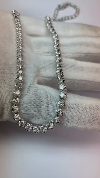 13 Ct White Gold Diamond Tennis Necklace Fine Jewelry