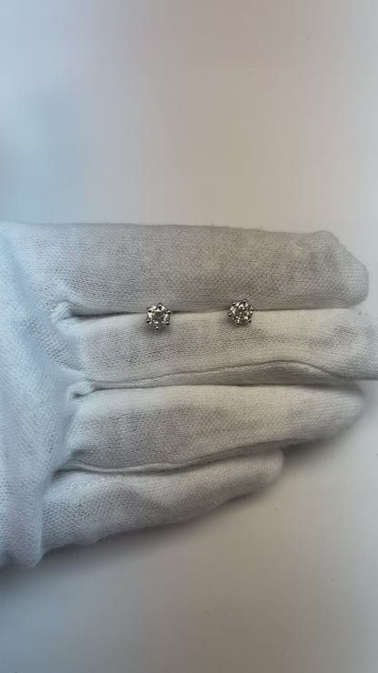 1.20 Carats Solitaire Prong Set Round Natural Earth Mined Diamond Stud Earring