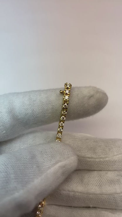 Small Round Cut 3.50 Carats Natural Earth Mined Diamonds Tennis Bracelet Gold Yellow 14K
