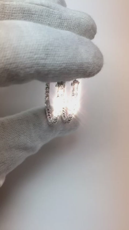 F Vvs1 Round Cut 4.80 Carats Natural Earth Mined Diamonds Hoop Earrings White Gold 14K