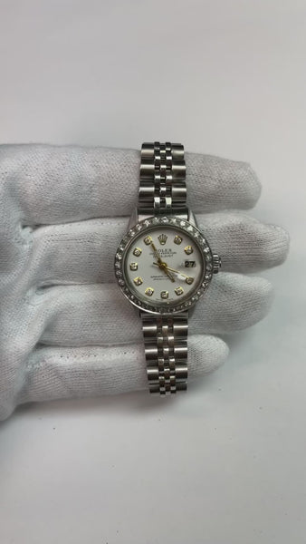 Ss White Diamond Dial Bezel Jubilee Rolex Datejust Lady Watch