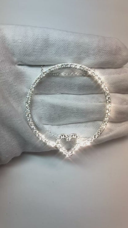 0.83 Ct Brilliant Cut Natural Earth Mined Diamonds Circle Pendant Necklace White Gold 14K